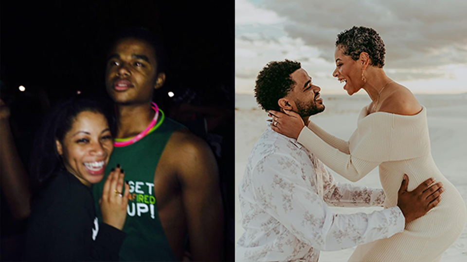 Alexis Wyatt ’18 and Justin Sanders ’18, then and now