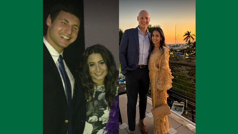 A then-and-now side-by-side image of Ledah and Joseph Geller